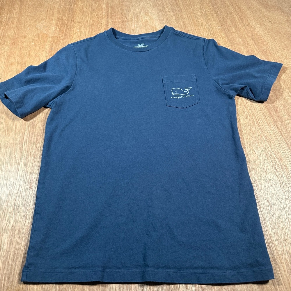 Vineyard Vines Pocket T-Shirt Kids Size M 12-14 Blue Whale Logo Short Sleeve Tee